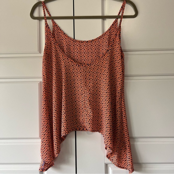 Soprano's Sleeveless Tank Top Peach Black Geometric Print Casual Summer Top SM - Picture 5 of 8